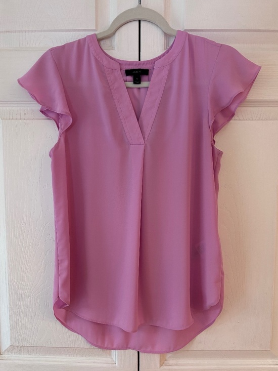 J. Crew Tops - J. Crew Pink Raspberry Flutter sleeve Blouse Size 6